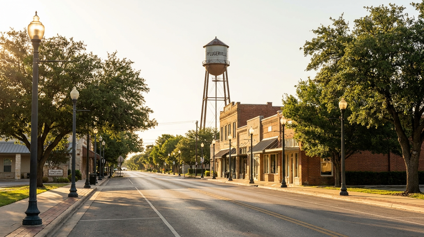 Pflugerville TX and surrounding Central Texas service area map