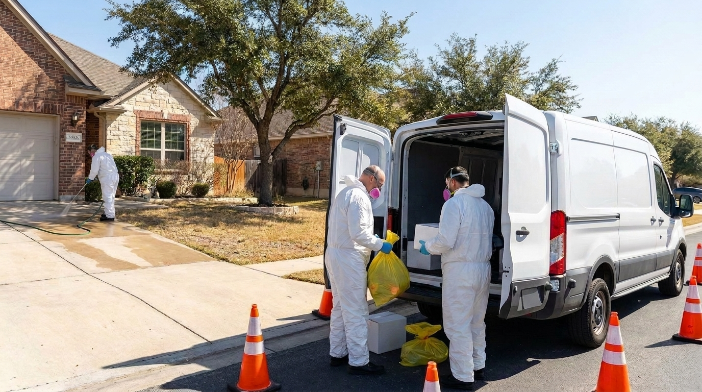 Biohazard cleanup professionals at work in Round Rock TX